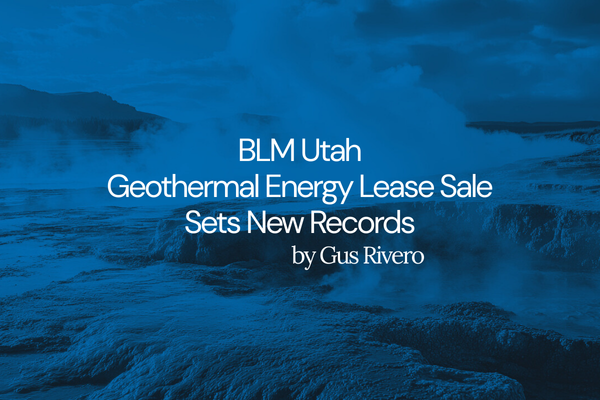 BLM Utah Geothermal Energy Lease Sale Sets New Records